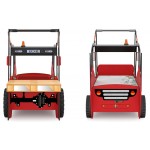 Pat cu Birou 2 in 1 pentru copii - MotoStivuitor cu Cupa cu LED-uri din lemn MDF - Patut mare forma de masina cu saltea inclusa